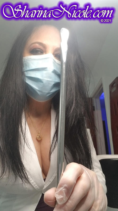 Femdom Dominatrix Mistress Sharina Nicole as a brunette 'twin' in a medical fetish roleplay session Femdom Dominatrix Mistress Sharina Nicole as a brunette 'twin' in a medical fetish roleplay session